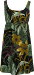 Oriental Watercolor Women's Empire Tie Front Hawaiian Dress (Regular Fit)